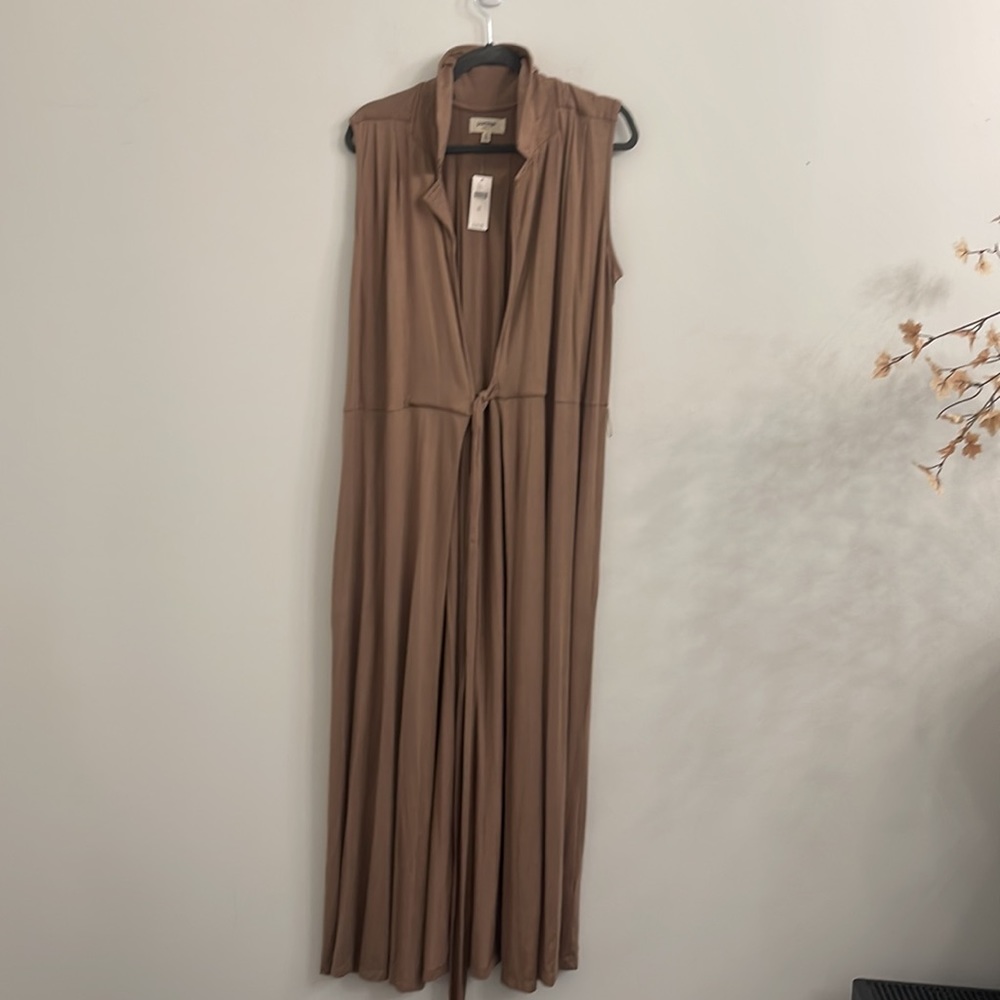 Anthropologie Porridge Jersey Knit mocha  Wrap Maxi Dress Size xl - Picture 7 of 8